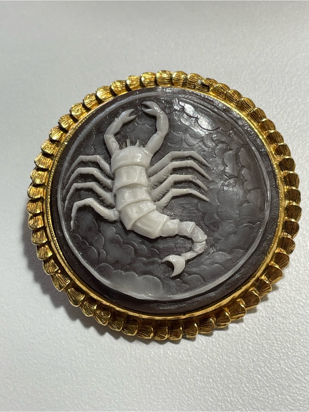 Vintage Unique Scorpion Round Gold Tone Brooch #9687 💋